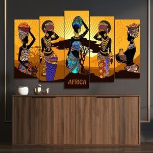 5pcs African American Wall art Black Women Canvas Print Paintings for Home Decor